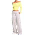 thumbnail image 2 of Women'S Long Sleeve Off the Shoulder Tops Going Out Cute Basic Y2K Fall Fashion 2026 Outfits Clothes Yellow XL, 2 of 7