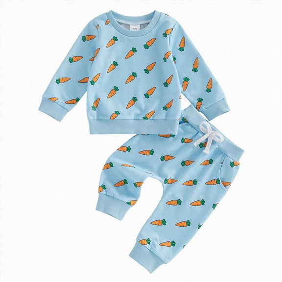 TOWED22 Toddler Kids Boy Clothes Print Crew Neck Long Sleeve Sweatshirt Shirt Joggers Pants Set Fall Winter Outfits(Blazer,6-12 M)