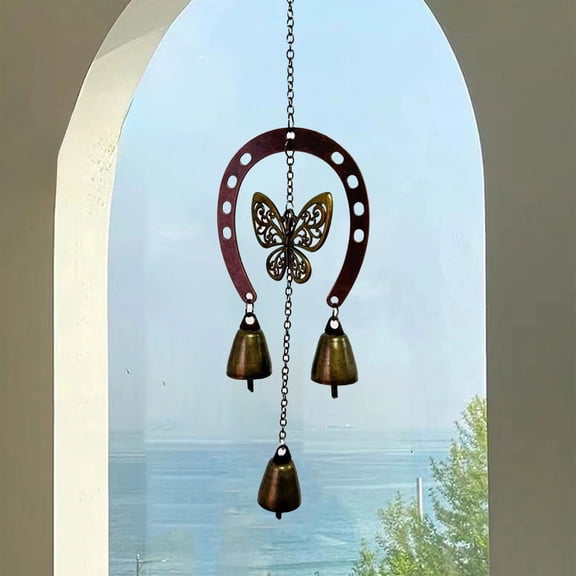 Horseshoe Wind Chime for Good Luck - Metal Wind Chimes Outdoor Decor with Small Bells, 13.8 Inch Feng Shui Patio Garden Decor, Horse Year Gift for Home, Courtyard, Terrace