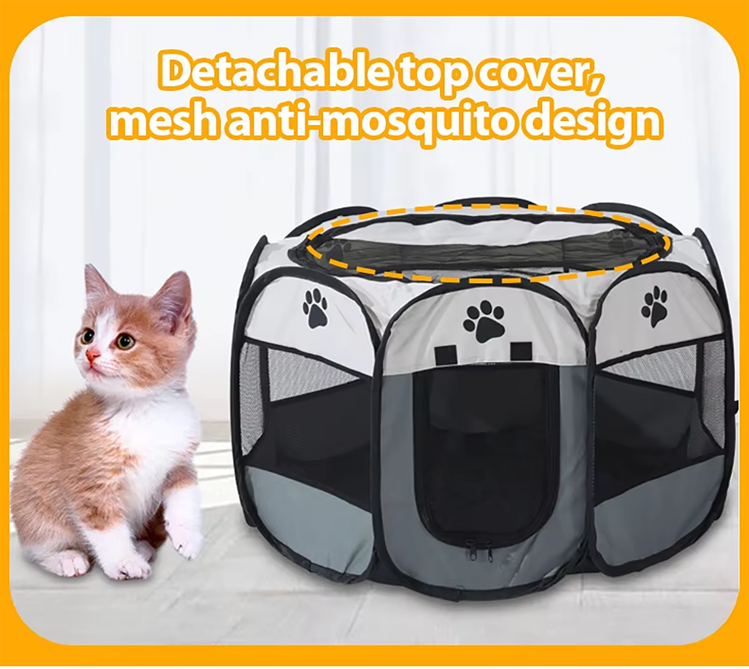 Asunby Foldable Pop-Up Dog Playpen with Removable Zipper, Portable Pet Tent for Small Dogs and Cats, Travel Crate