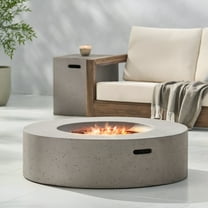 Circular 50K BTU Outdoor Gas Fire Pit Table with Tank Holder, Light Grey