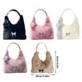 thumbnail image 3 of FENOHREFE Fashionable Plush Fuzzy Purses For Women Furry Underarm Bag With Butterfly Decors Zippered Closure And Spacious Interior, 3 of 8