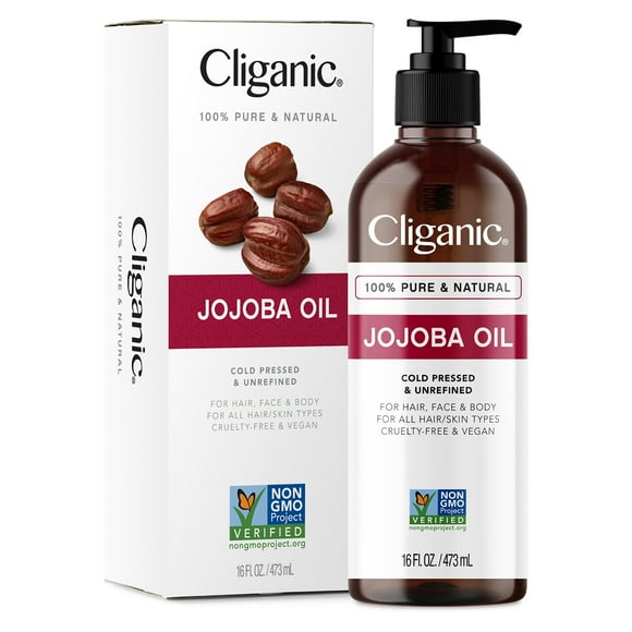 Cliganic Non-GMO Jojoba, Cuidado Vegano para la Piel, Aceite Facial, 473 ml