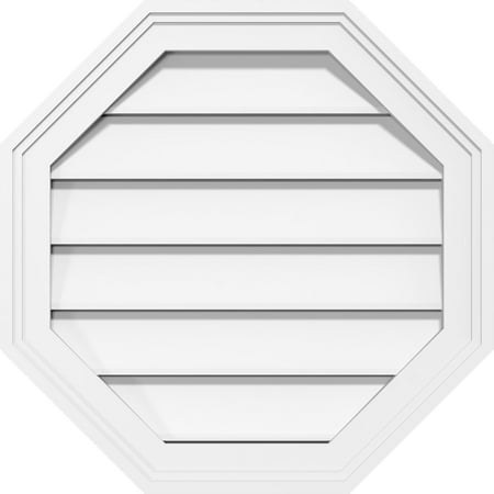 

36 W x 36 H Octagonal Surface Mount PVC Gable Vent: Functional w/ 2 W x 1-1/2 P Brickmould Frame