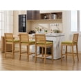 thumbnail image 6 of Bar Stools Set of 2, LEGAHOME 28" Bar Height Bar Stool, Farmhouse Linen Upholstered Bar Stool with Cane Back, Wood Bar Chairs for Kitchen Island Dining Room, Suitable for 40"-42" Table, Green, 6 of 9