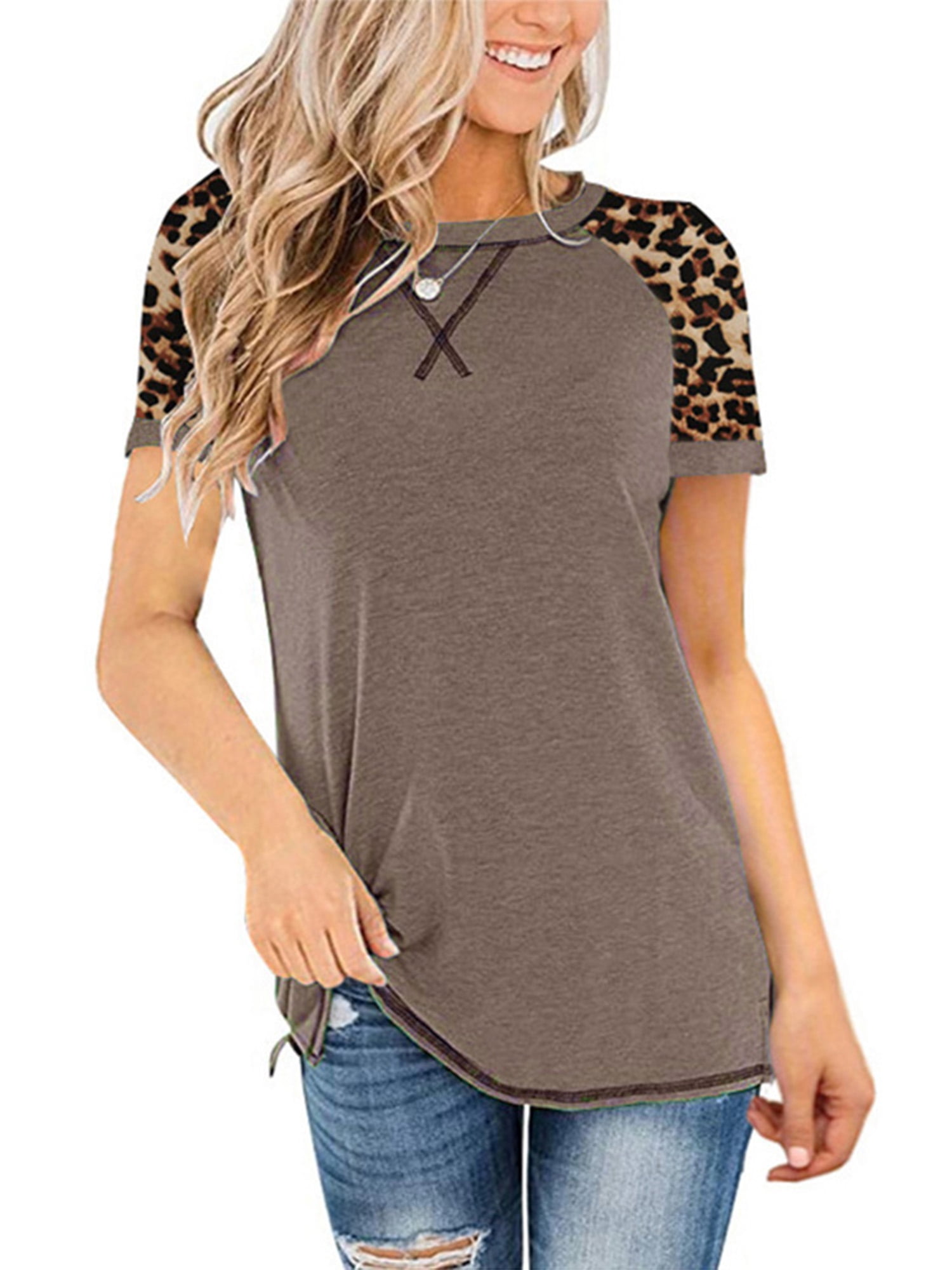 Miskely Womens Long Sleeve Casual Scoop Neck Tees Button Side Shirt Blouse Tunic Top 