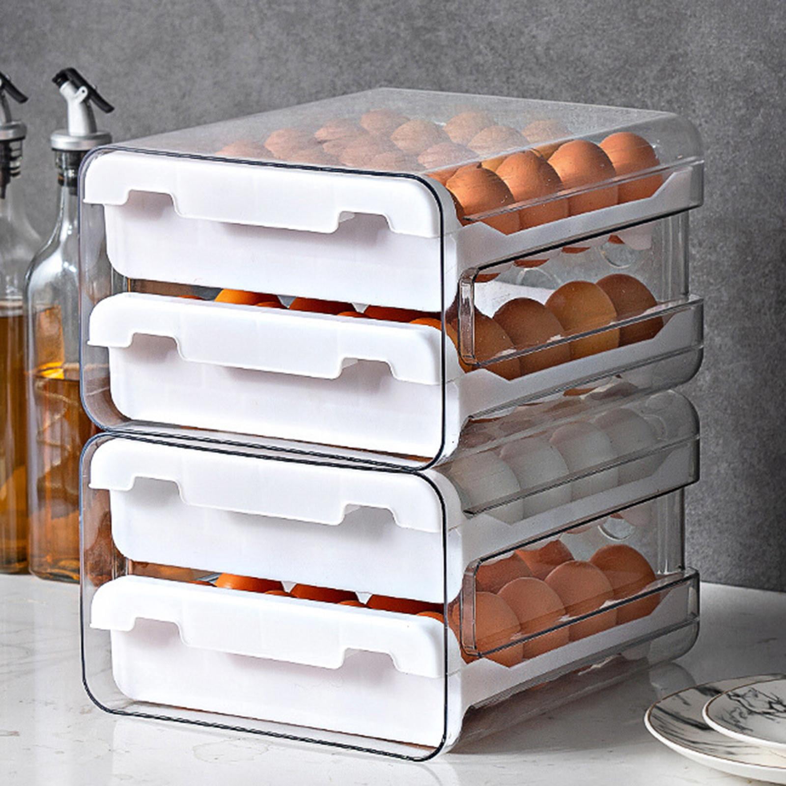 Fiocias Egg Holder Clear Stackable Storage Container Large Capacity Eggs Tray Bins for