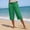 Green, variant on BUIGTTKLOP Cotton Linen Shorts for Women Knee Length Bermuda Long Shorts Summer Casual Elastic Waisted Side Split Button with Pockets