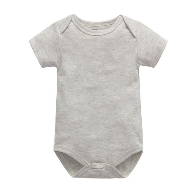 AherBiu Barboteuse à Manches Courtes pour Bébés Filles Garçons Coton Barboteuses Douces Col Rond T-Shirts Combinaisons Couleur Unie