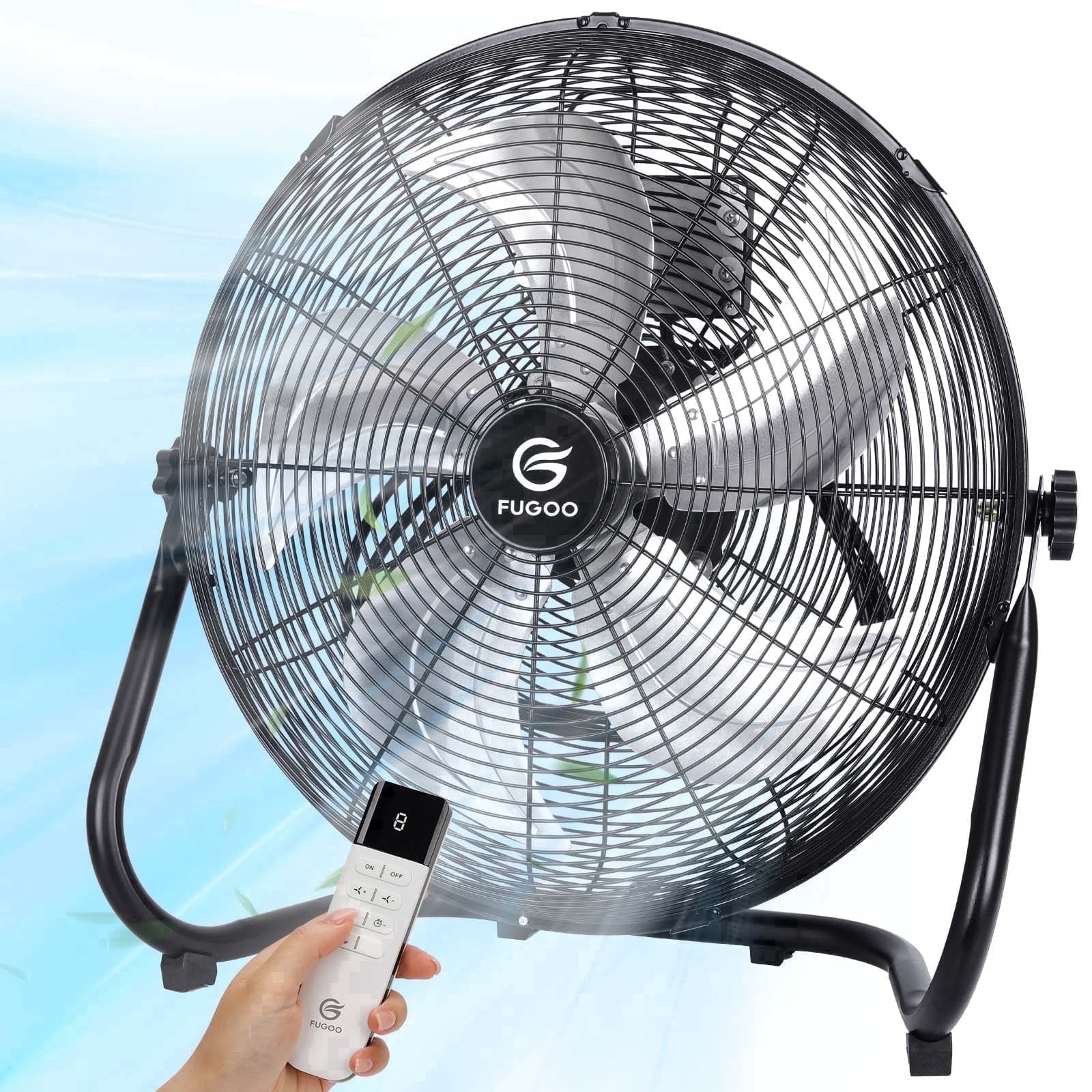 Fugoo 18 in 8-Speed Remote Controlled Floor Fan,BLDC Motor, Quiet,8 Speeds,90W, 7500CFM