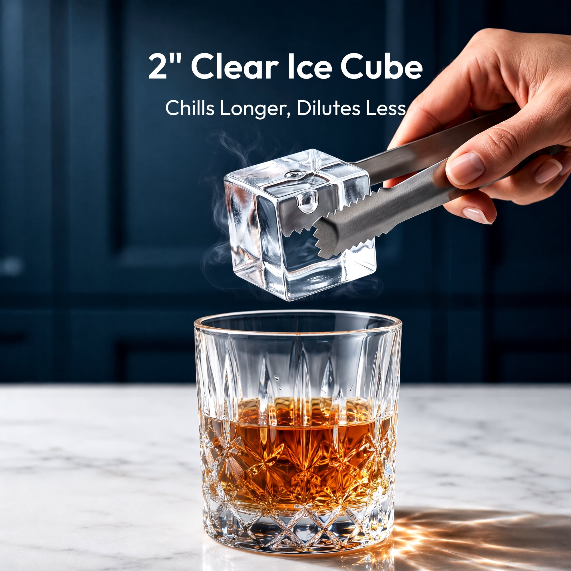 EUHOMY Crystal Clear Ice Maker, 2-Inch Square Ice Cubes, Smart App Control, Self-Cleaning