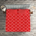 thumbnail image 2 of Ambesonne Oriental Quilted Coverlet 3 Pcs, Royal Quatrefoil Motif, Queen Size, Vermilion White, 2 of 2