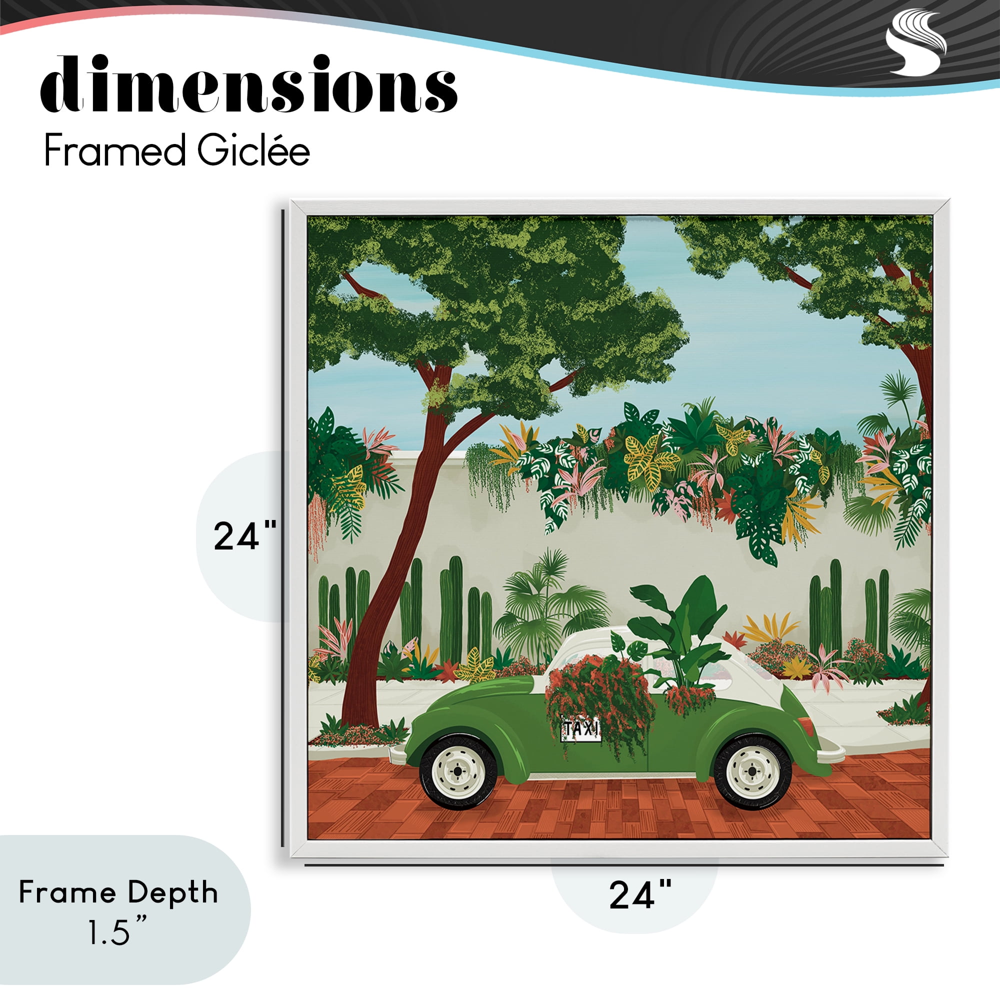 Stupell Industries Overgrown Garden Taxi White Framed Giclee Art, design by Vero Illustrates