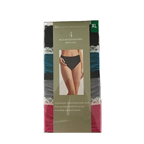 Karen Neuberger Microfiber Brief With Lace 4 Pk Bright, Medium