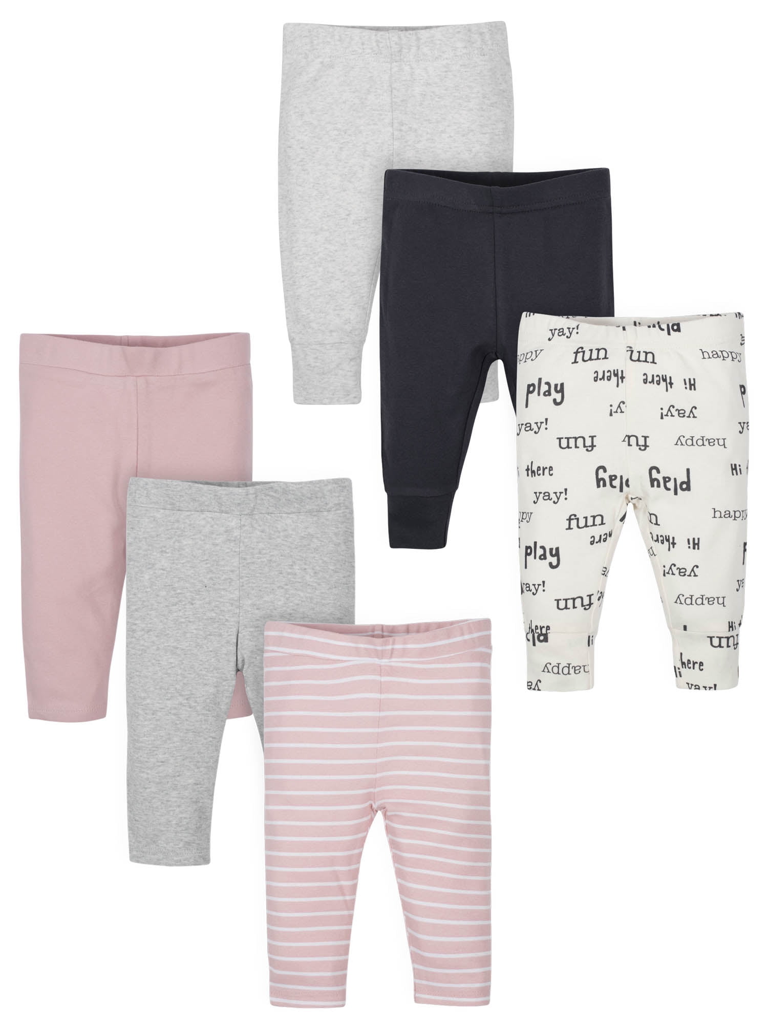 Wonder Nation Baby Girl Active Pant With Cuff, 6-Pack