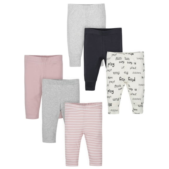 Wonder Nation Assorted Active Pant With Cuff, 6pk (Baby Girls)