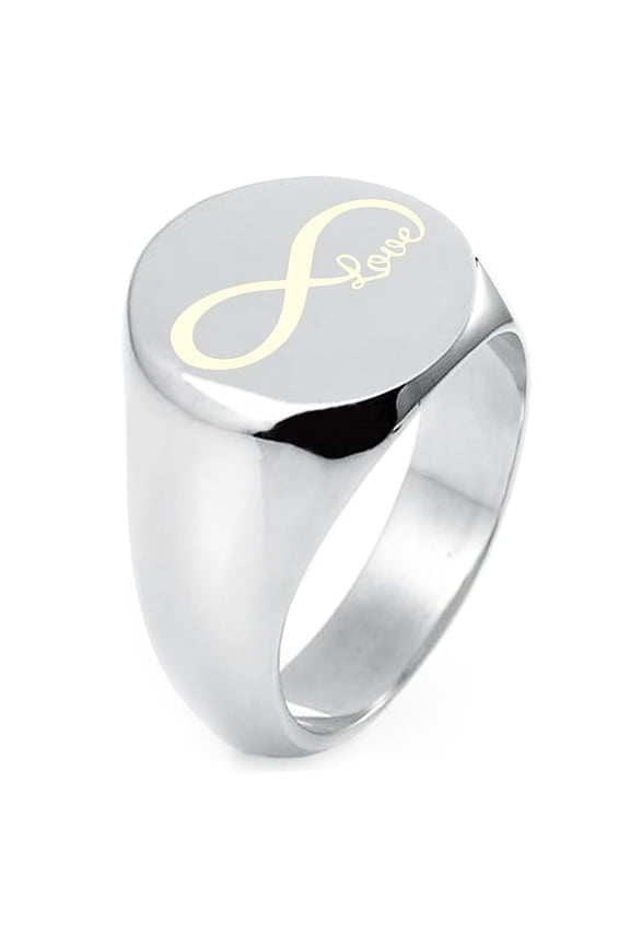 Sterling Silver Infinity Love Engraved Round Flat Top Polished Ring