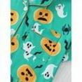 thumbnail image 3 of Emy Dola Women Halloween Silk Pajamas Sets 2 Piece Button-Down Satin Sleepwear Ghost Pumpkin Skull Print Short Sleeve Loungewear S-2XL, 3 of 10