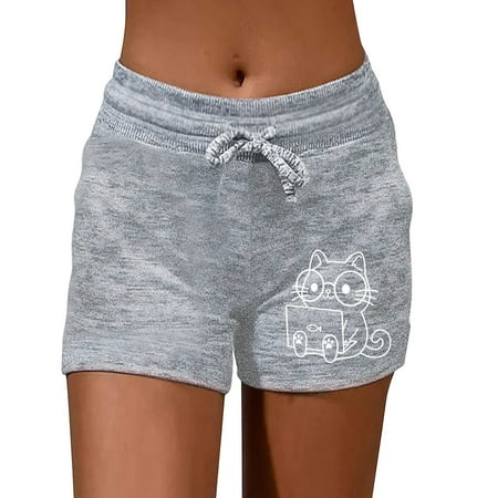 

wendunide shorts for women Women s Lounge Shorts Print Comfy Pajama Bottom With Pockets And Drawstring Women s Shorts Grey XL