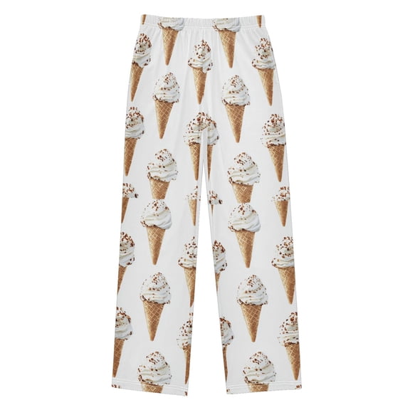 FORMRS Kids Pajama Pants with Pockets Size 6-8Y Boys Lounge Sleep Bottoms, Cartoon Ice Cream Pattern