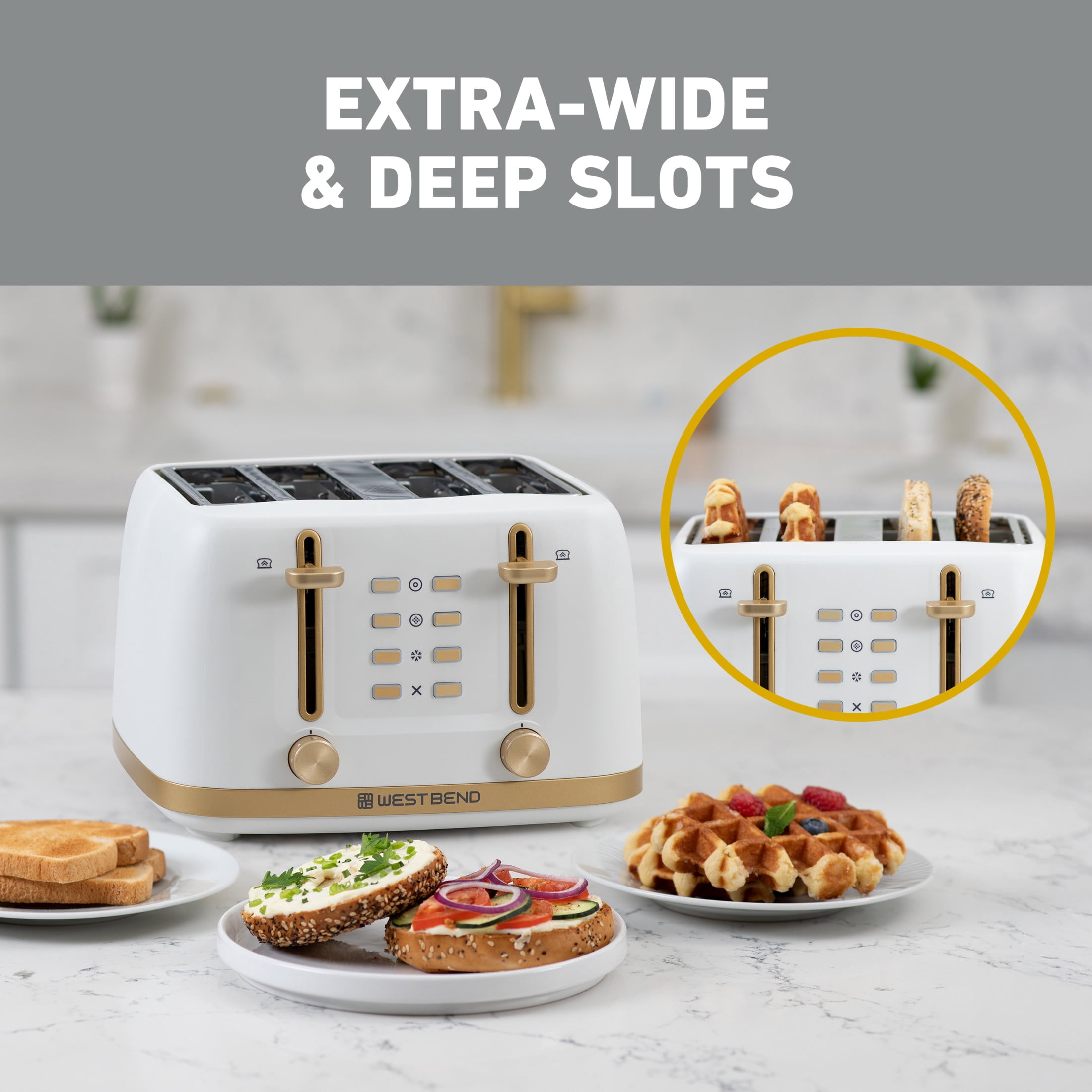West Bend Timeless 4-Slice Toaster, in White/Gold (TTWB4SWG13)