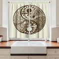thumbnail image 2 of Ambesonne Yin Yang Kitchen Curtains, Abstract Hand-Drawn, 55"x39", Chocolate and Eggshell, 2 of 3