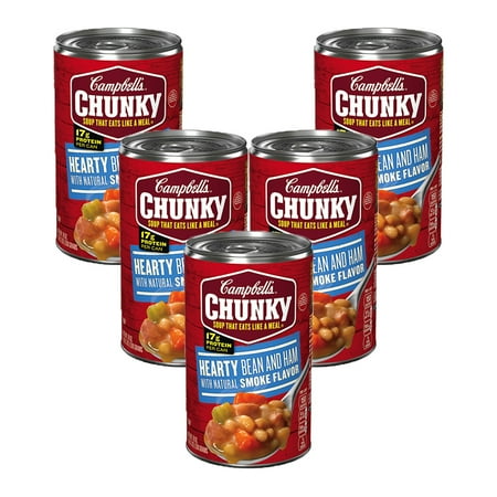 - (5 Pack) Campbell's Chunky Hearty Bean and Ham with Natural Smoke Flavor Soup, 19 oz.
