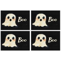 Placemats Cute Ghost Boo Halloween Spooky Placemats Set of 4 Autumn Halloween Place Mats Durable No Slip Table Mats for Party Kitchen Dining Decoration