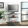 Convenience Concepts Designs2Go 3 Tier TV Stand, Black/Silver Poles