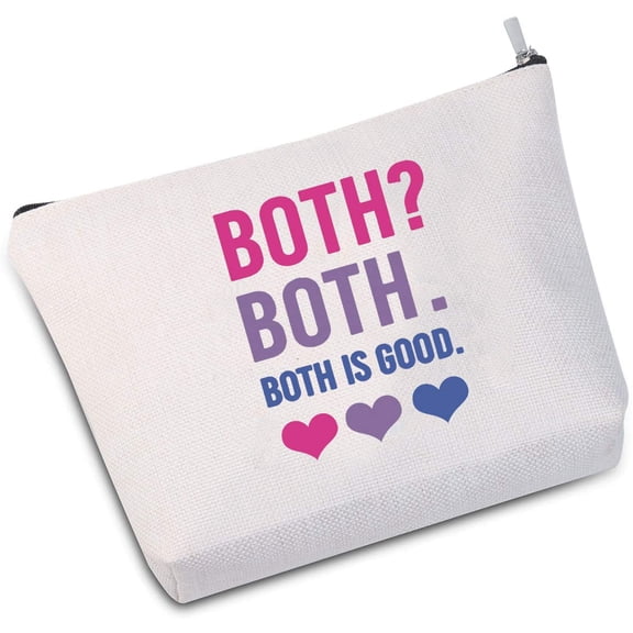 Zuo Bao Funny Bisexual Gift Both Both Both Is Good Makeup Bag Bi Pride Gift Bisexual Gift (Both Is Good white)