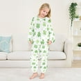 thumbnail image 5 of Fluffy Pajamas Set Fuzzy Winter Warm Pj Sets Pullover Tops and Long Pants Green Shamrock Leaves X-Small, 5 of 8