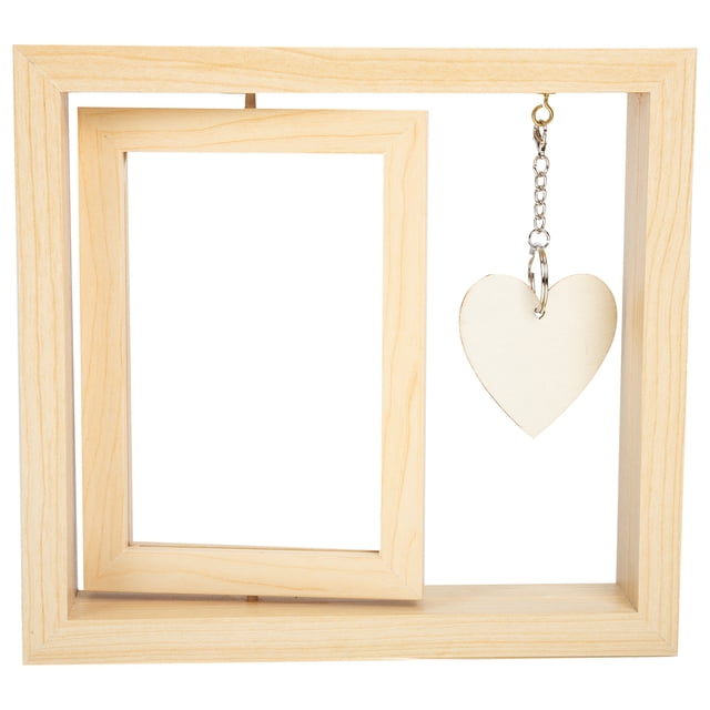 MasteelfCA Rotating Picture Frame Gift for Grandpa Desktop Wooden Double-sided Photo Frame