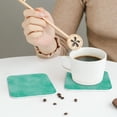 thumbnail image 6 of Lsque Turquoise watercolor Pattern 4" Drink Coasters Set of 6, Leather Absorbent Coasters, Table Coaster Set Decorative Coffee Cup Coasters Housewarming Gift,Square, 6 of 7