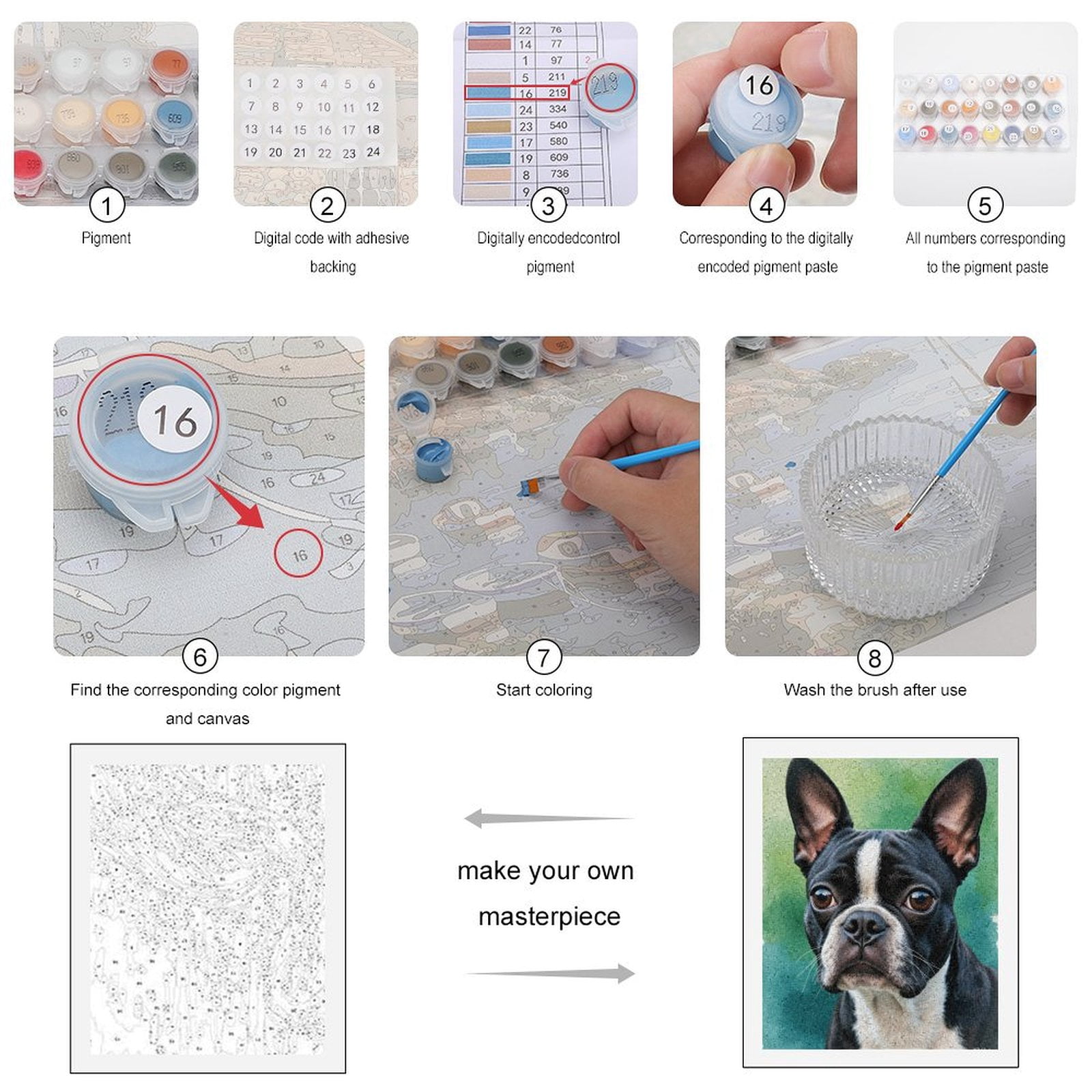 Paint by Numbers Kit for Adults, Dog Portrait Artistic Background Paint by Numbers, Easy Paint by Numbers Kit for Adults Beginner, DIY Adult Paint by Number Kits on Canvas, Home Decor