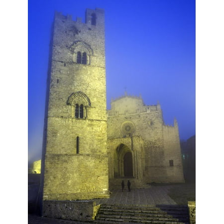 The Duomo in Fog at Dusk, Erice, Sicily, Italy, Europe Print Wall Art By Stuart