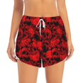 thumbnail image 2 of Balery Red Skulls 3 Pattern Women's Running Shorts with Liner 2 Pockets Elastic Workout Athletic Gym Yoga Shorts-Small, 2 of 7