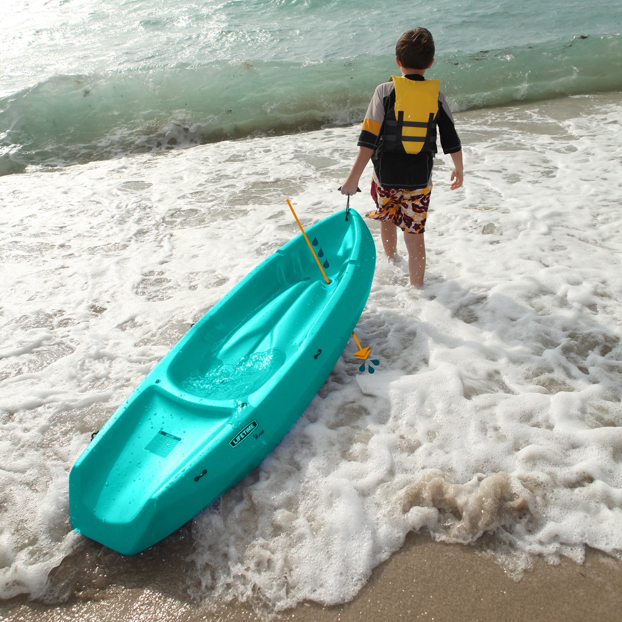 Lifetime Wave 6 ft Youth Sit-On-Top Kayak with Paddle, Aqua (91185)