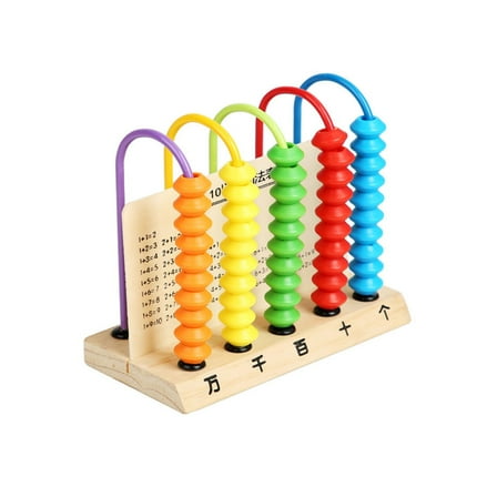 Wooden Abacus 5 Rods 10 Beads Counting Frame Math Learning Toy for Kids 1st 2nd Grade Addition Subtraction Educational