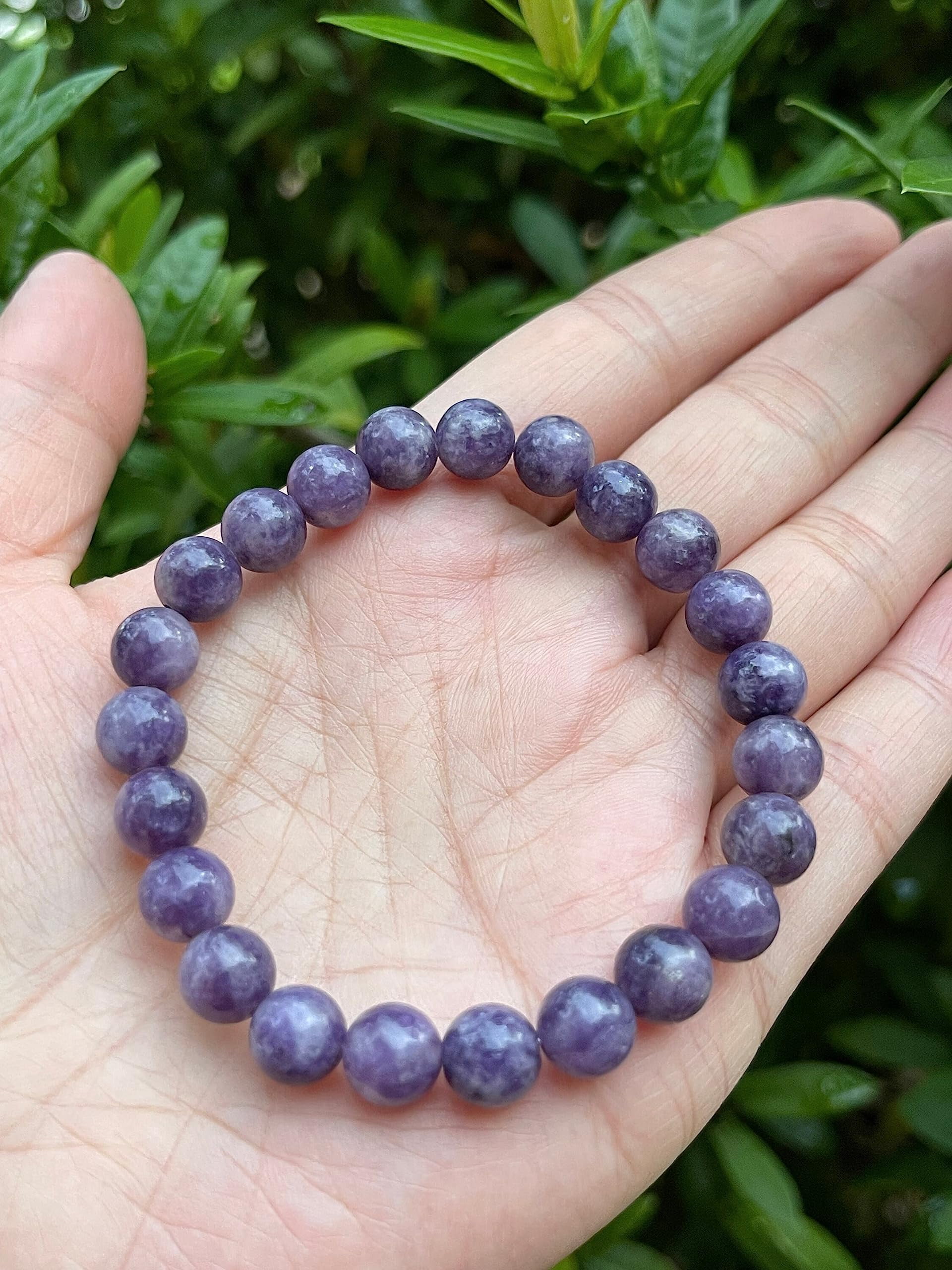 Lepidolite Crystal Bead Bracelet 8mm, Wholesale Genuine Lepidolite Stretch Gemstone Bracelet, Lepidolite Gift for Men & Women (3)