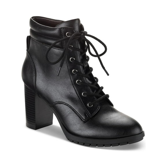 Style & Co. Womens Laurellee Faux Leather Zipper Combat & Lace-Up Boots
