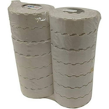 Perco Standard Adhesive White Labels for Meto 622/822 Price Gun - 14 Rolls, 21000 Labels with 1 Inker