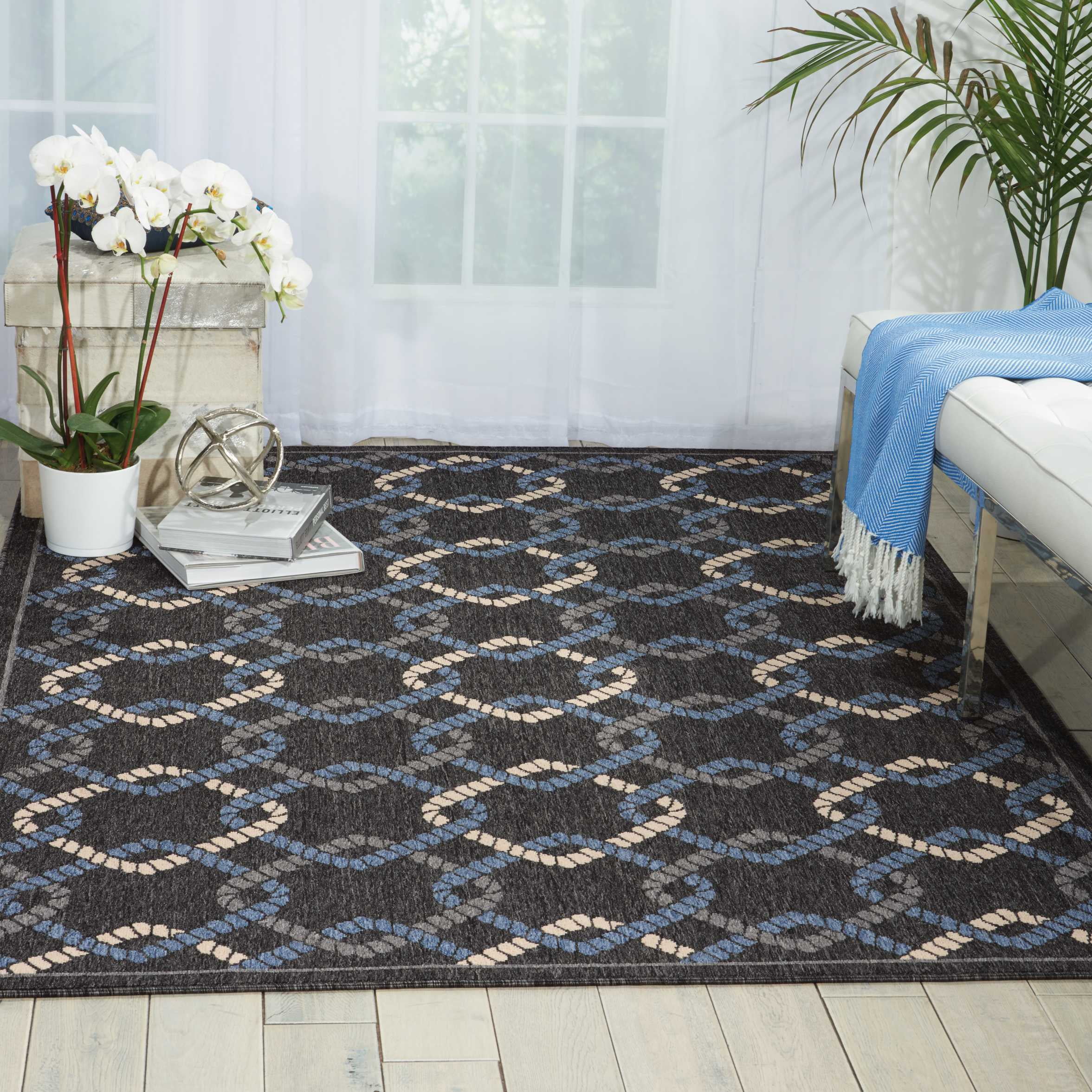 Nourison Caribbean Geometric Charcoal Area Rug