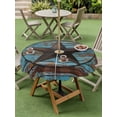 thumbnail image 3 of Outdoor Tablecloth with Umbrella Hole and Zipper, Texas Star Brown Round Table Cloth 54 Inch Waterproof Tablecloth, Vintage Farm Barn Blue Wooden Texture Picnic Table Cover for Patio Camping, 3 of 7
