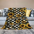 thumbnail image 2 of COMIO Super Soft Flannel Throw Blanket, Lightweight Sherpa Blankets Comfortable Bed Throws Printed Blanket for Couch/Chair/Sofa/Bed/Dorm/Bedroom/Home (Sunflower Buffalo Plaid), 2 of 6