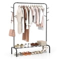 thumbnail image 1 of Gymax 50-Inch Wide Metal Garment Wardrobe Rack w/8 Hooks & Storage Shelf for Laundry, 1 of 10