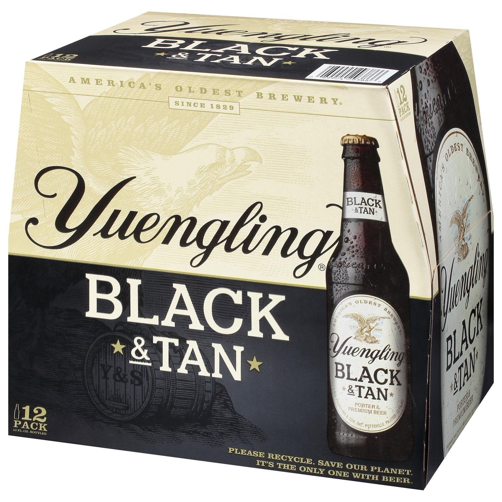 Yuengling Black & Tan Beer, 12 Pack Beer, 12 fl oz Glass Bottles, 4.6% ABV, Domestic