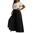 thumbnail image 2 of Delayuji Womens Wide Leg Pant Elastic Waist Daily Elegant Casual Solid Color Pants Loose Linen Pants Women L-6XL, 2 of 6