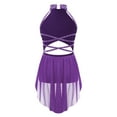 thumbnail image 5 of TSSOE Kids Girls Figure Skating Dress Cutout Strappy Back Rhinestones Skirted Leotard Ballet Lyrical Purple 6, 5 of 7