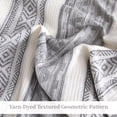 thumbnail image 5 of Haperlare 3 Pcs King Size Cotton Duvet Cover Set Boho Yarn-Dyed Geometric Textured Farmhouse Duvet Cover Set with Waffle and Tufted Dots, Gray, 5 of 9