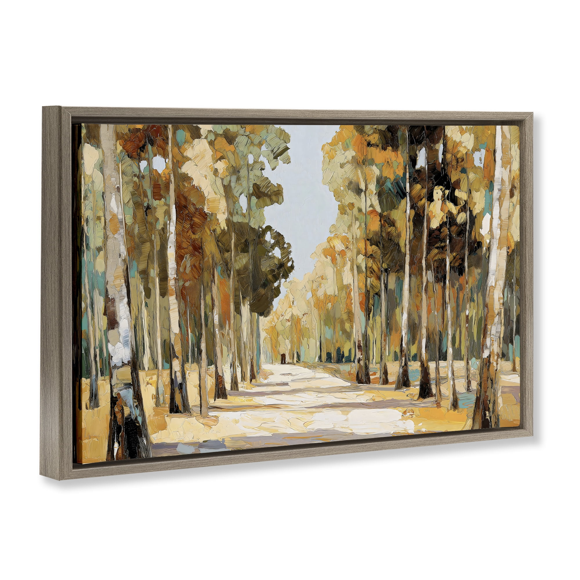 Stupell Industries Modern Impressionist Fall Forest Brown Framed Floater Canvas Wall Art, design by Gina Kelly